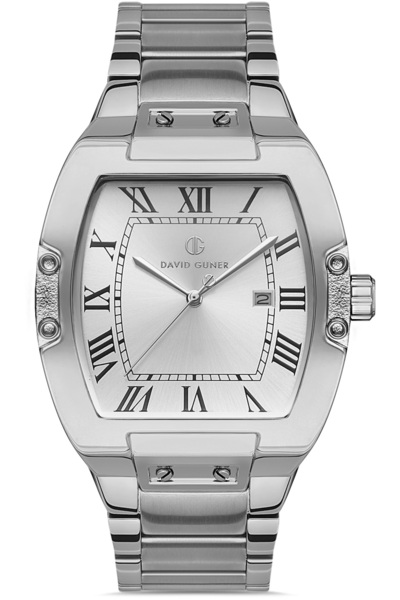 DAVID GUNER GÜMÜŞ KAPLAMALI BEYAZ KADRANLI ERKEK KOL SAATİ DG-8059GA-A1