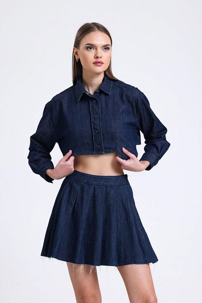 Hiccup Fusta mini plisată cu talie înaltă din denim