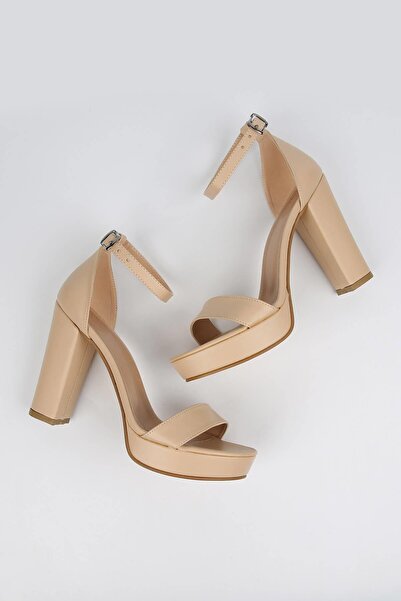 Ccway Sandale cu toc cu platformă cu o singură curea pentru femei TEN SKIN