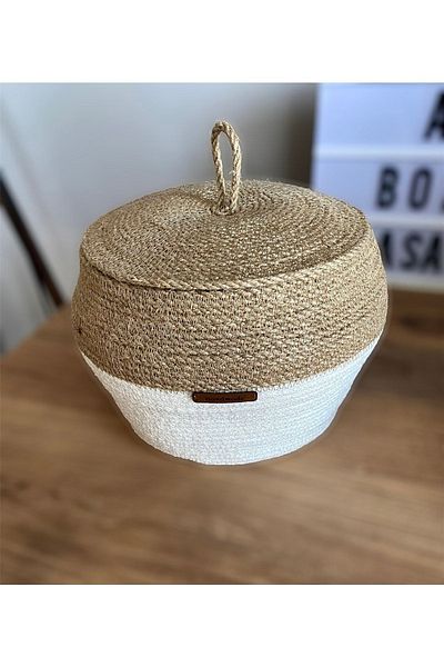 Zuviel Deco Organizator de coșuri din răchită împletită Tress cu capac