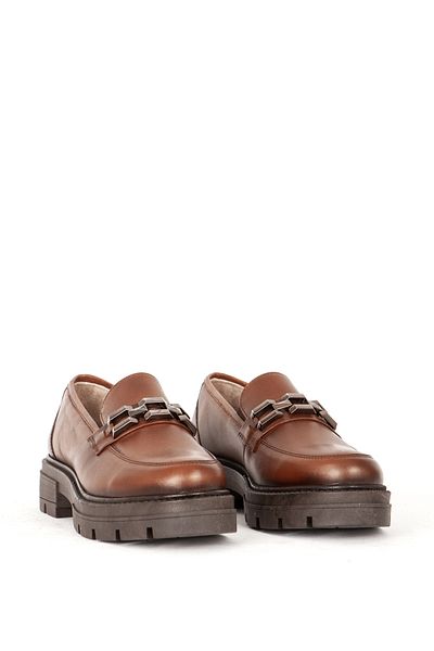 Dericlub Tan Women's Loafer - Thick Sole and Buckle Moccasin Shoes Br 44282