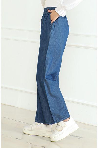 sefamerve Jeans Blue Elastic Waist Trousers - 0697-02