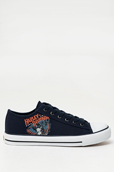 Harley Davidson Pearland Men's Navy Blue Linen Sneakers