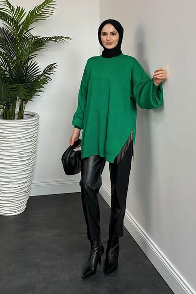 MERVEN AKYÜZ Green Knitwear Tunic - Semi Chained