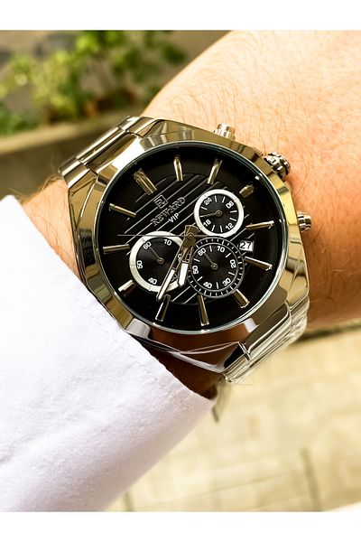 Reward Brand Original Steel Silver Cord Inside Black Color Men's Wristwatch