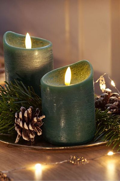 Tchibo 2 Led Real-wax Candles, Dark Green