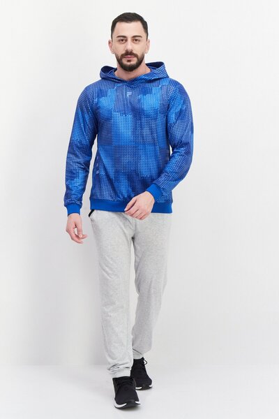 Fila Men Sportswear Fit Hood With Drawstring Long Sleeve Training Hoodies, Blue