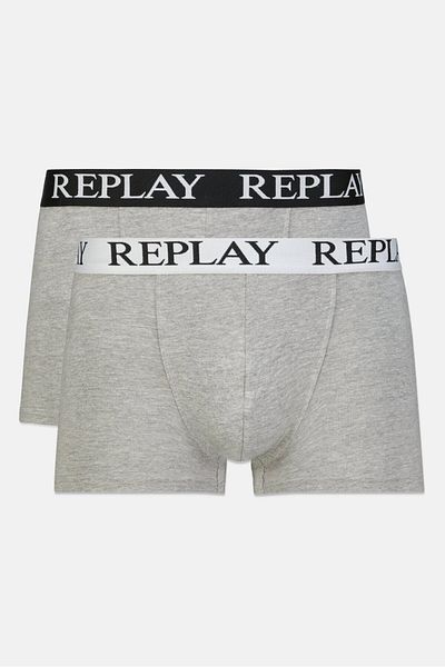Replay Men 2 Pc Cotton Stretch Trunks, Grey Combo
