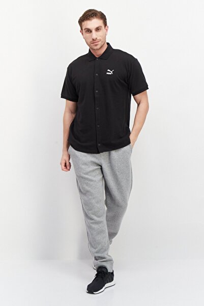 Puma Men Relaxed Fit Brand Logo Training Polo Shirts, Black