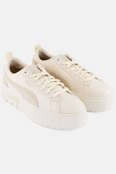 Puma Women Mayze Blank Canvas Lace Up Outdoor Shoes, Off White