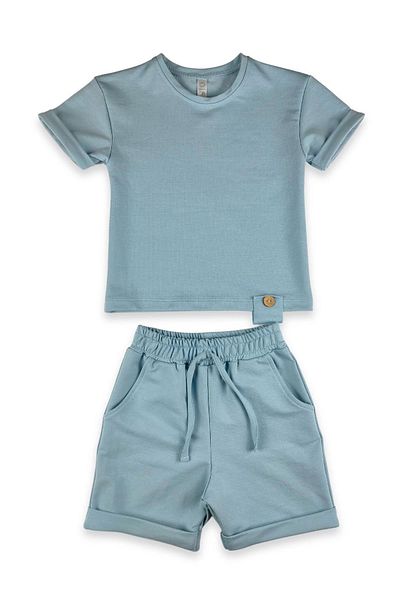 Difa Set de partea de sus și de jos unisex, detaliat cu nasturi, fată de vară, băiat