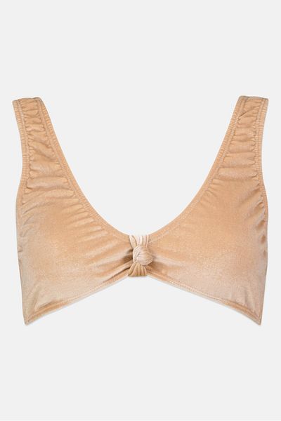 Public Desire Women Textured Bikini Top, Tan