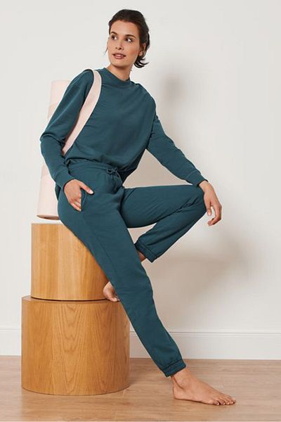 Tchibo Women Regular Fit Side Pocket Jogger Pants, Teal Green