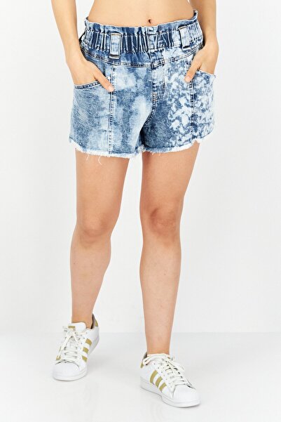 Rayen Women Washed Denim Shorts, Blue
