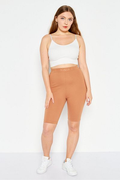 NA-KD Women Solid Legging Shorts, Brown