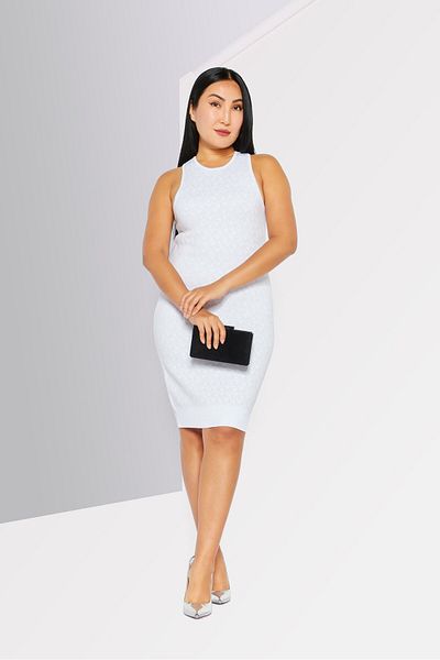 Michael Kors Women Brand Logo Bodycon Dress, White