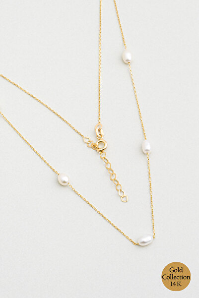 So CHIC... Doğal İnci 14 Ayar Altın Kolye