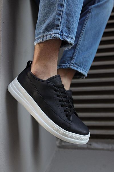 Knack Black Sneakers - 010 Model White Sole Shoes