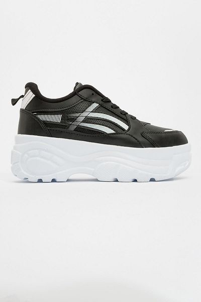 Ccway Lace-up Women's Sneakers - Black White