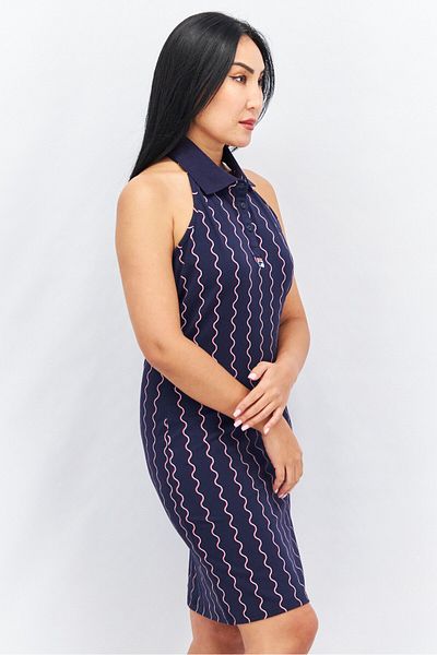 Fila Women Halter Neck Textured Mini Casual Dress, Navy Blue