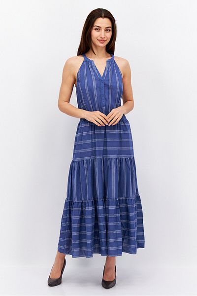 Esprit Women Textured Midi Dress, Blue