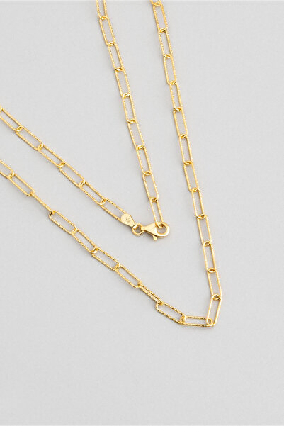 So CHIC... İtalyan 18 Ayar Sarı Altın Kaplama 45 Cm Gümüş Zincir Kolye