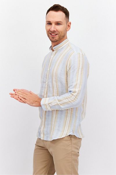 Esprit Men Regular Fit Stripe Long Sleeve Casual Shirt, Blue