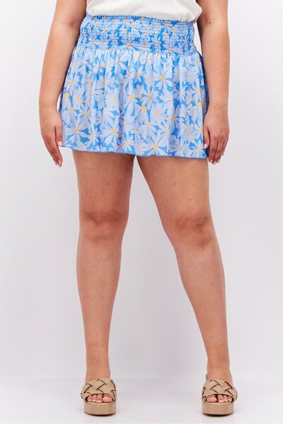 Hurley Women Floral Print Mini Skirt, Blue