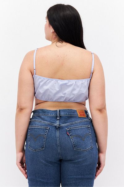 Weekday Women Square Neck Sleeveless Solid Top, Blue