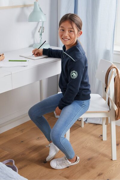 Tchibo سترة بناتي بأكمام طويلة ونصف سحاب باللون الأزرق الداكن