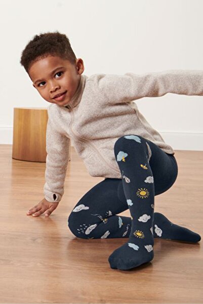 Tchibo بنطال ضيق مطبوع بالكامل للأولاد الصغار، قطعتان، أزرق داكن