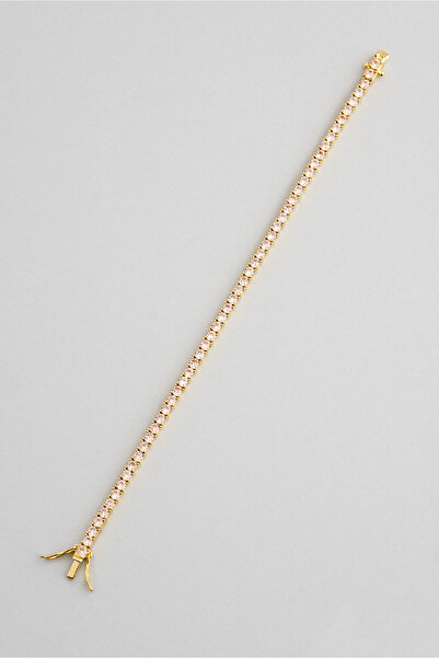 So CHIC... Renkli Taşlı 18 Ayar Sarı Altın Kaplama Gümüş Su Yolu Bileklik