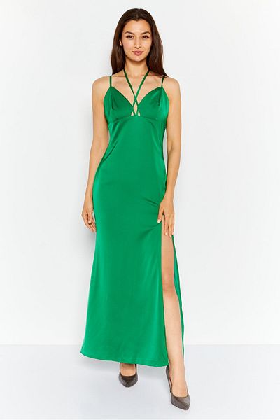 Aqua Women Solid Maxi Casual Dress, Green