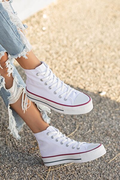 Ccway Dámska športová obuv s dlhou ľanovou podrážkou BIELA