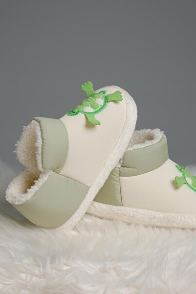 Oksit Kaplumbağa Desenli Kaydırmaz Taban Termal Isı Kreş Ev Okul Ayakkabısı Bebek Çocuk Panduf Ev Botu