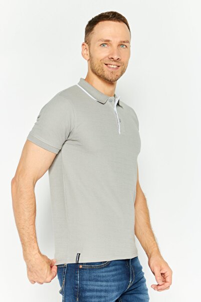 Threadbare Men Regular Fit Textured Short Sleeve Polo Shirt, Grey