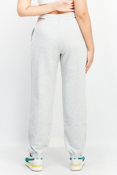 Puma Women Relaxed Fit Drawstring Brand Logo Sweatpants, Light Grey Heather