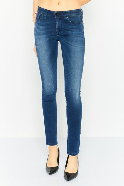 Diesel بنطلون جينز نسائي ضيق بخصر مرتفع وساق مستقيمة، أزرق