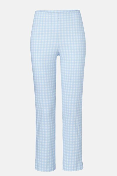 Tchibo Women Gingham Pull,On 7 and 8 Stretch Trousers, Light Blue and White
