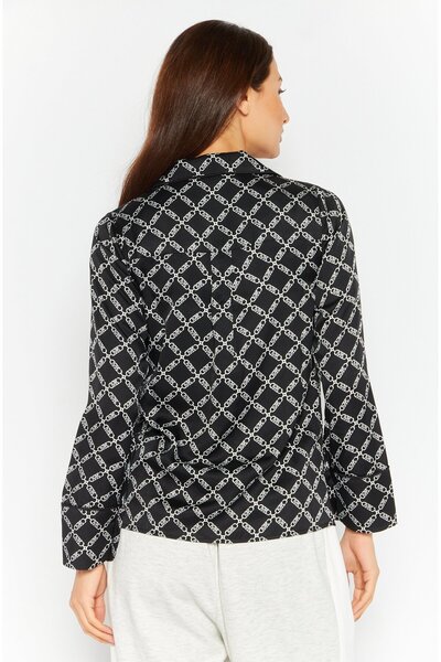 Michael Kors Women Allover Print Long Sleeve Sleep Top, Black