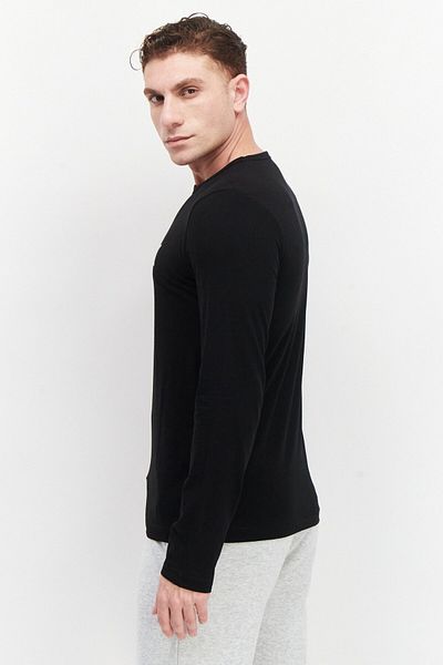 French Connection Men Crew Neck Long Sleeve Brand logo T-Shirt, Black
