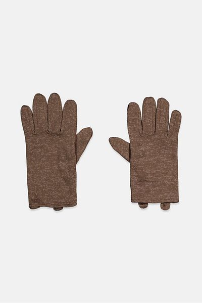 Tchibo Knitted Fleece Gloves, Brown