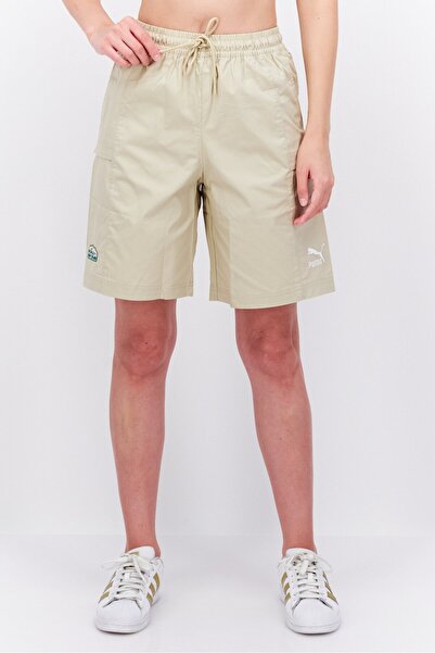 Puma Women Sportswear Fit Drawstring Training Shorts, Beige