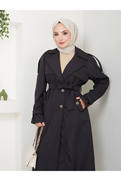MY QILAM Cotton Waterproof Long Belt Double Breasted Collar Women's Trench Jacket - 10Nmr649