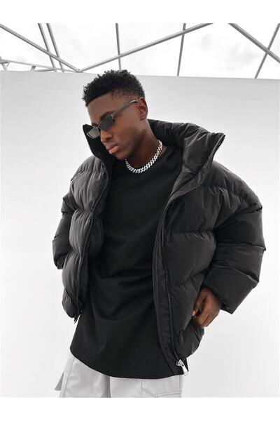 ablukaonline Pánská bunda Puffer s kapsou na zip černá