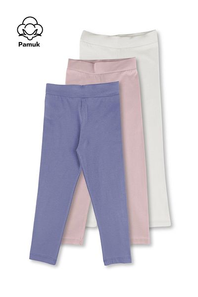 TWOO KİDS Jambiere lungi pentru fete, pudră lila, ecru - Vară confortabilă, set de 3 lycra