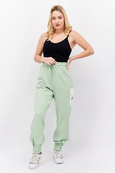 Tribe of 6 Women Regular Fit Embroidered Logo Sweatpants, Sage Green