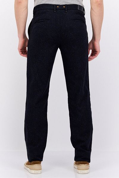 Trussardi Jeans Men Regular Fit Textured Plain Chino Pants, Navy Blue