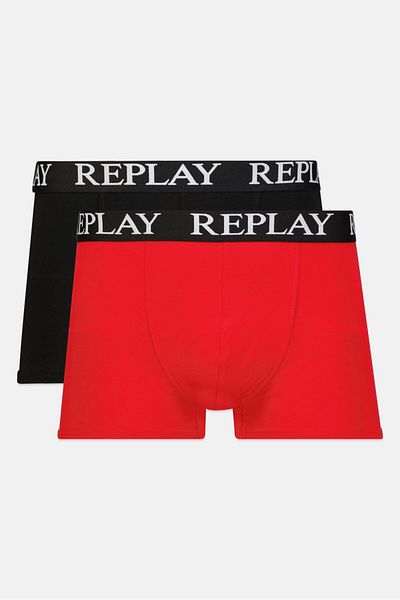 Replay Men 2 Pc Cotton Stretch Trunks, Red
