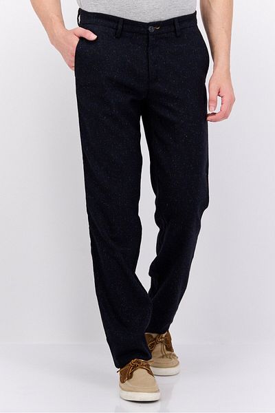 Trussardi Jeans Men Regular Fit Textured Plain Chino Pants, Navy Blue